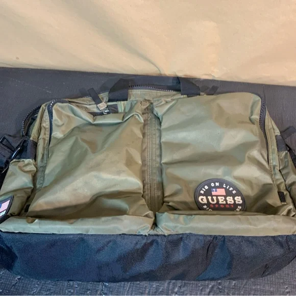 Guess Green Messenger Bag with Adjustable Strap and zipper pockets